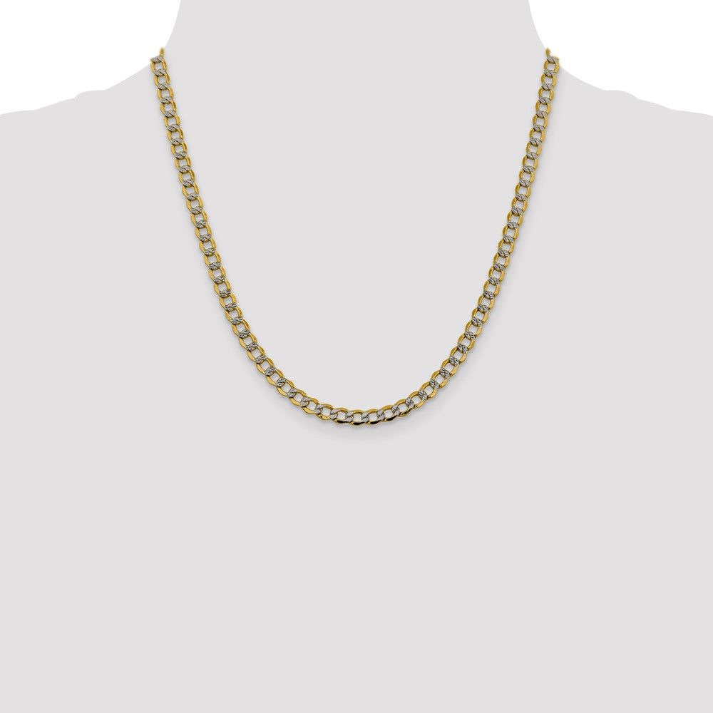14k 5.2mm Semi-solid with Rhodium Pavé Curb Chain (8.05 grams)