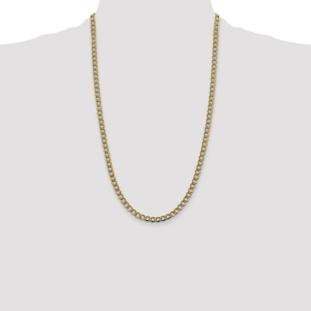 14k 5.2mm Semi-solid with Rhodium Pavé Curb Chain (8.05 grams)