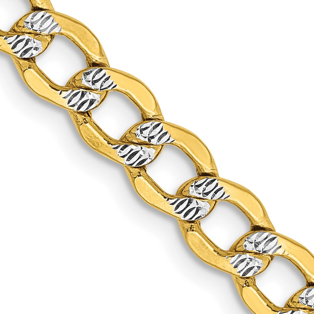 14k 5.2mm Semi-solid with Rhodium Pavé Curb Chain (8.05 grams)