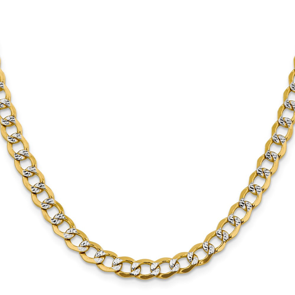 14k 6.75mm Semi-solid with Rhodium Pavé Curb Chain (13.48 grams)