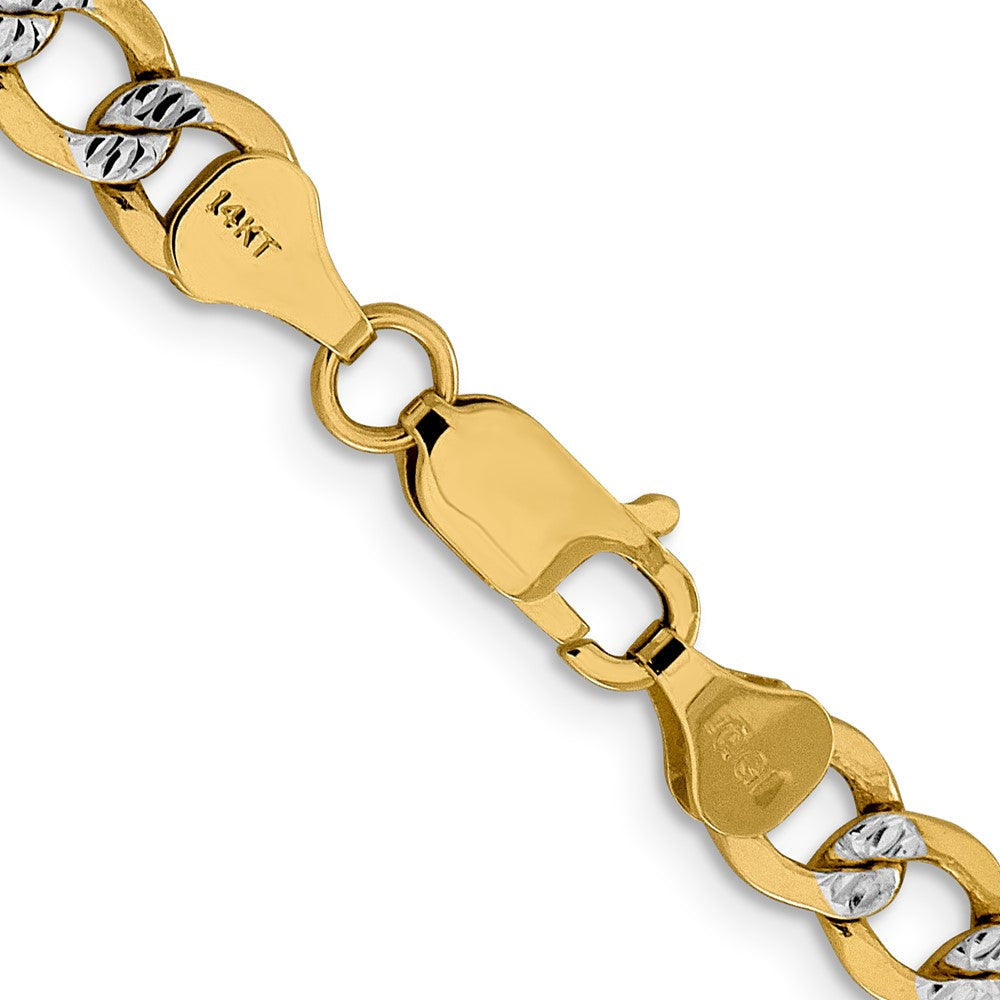 14k 6.75mm Semi-solid with Rhodium Pavé Curb Chain (13.48 grams)