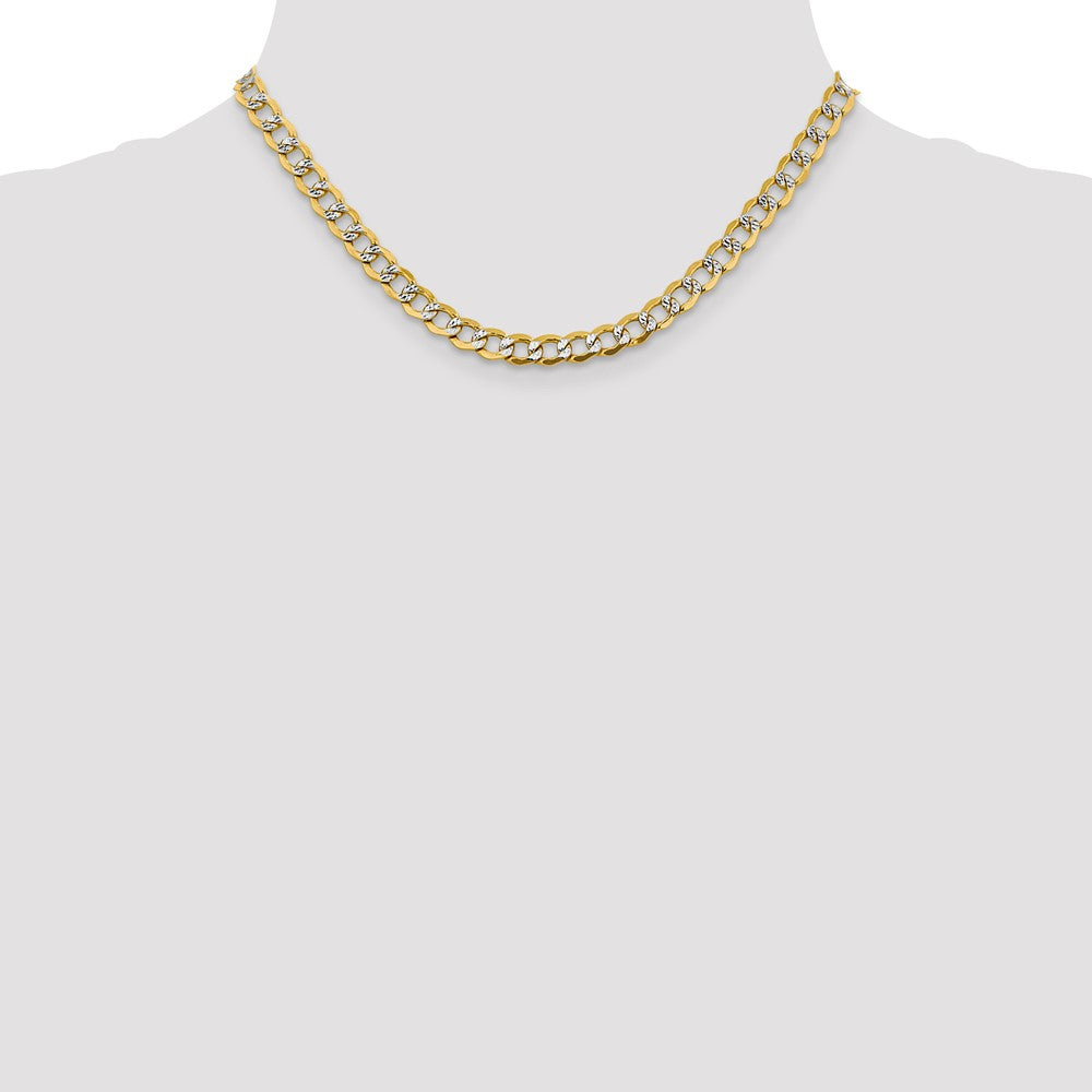 14k 6.75mm Semi-solid with Rhodium Pavé Curb Chain (13.48 grams)