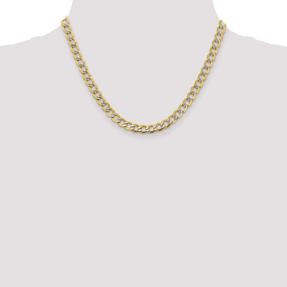 14k 6.75mm Semi-solid with Rhodium Pavé Curb Chain (13.48 grams)