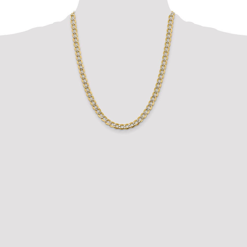 14k 6.75mm Semi-solid with Rhodium Pavé Curb Chain (13.48 grams)