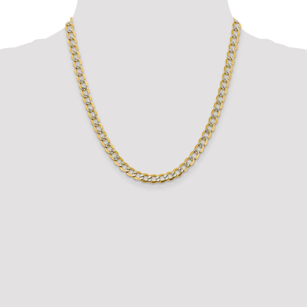 14k 6.75mm Semi-solid with Rhodium Pavé Curb Chain (13.48 grams)