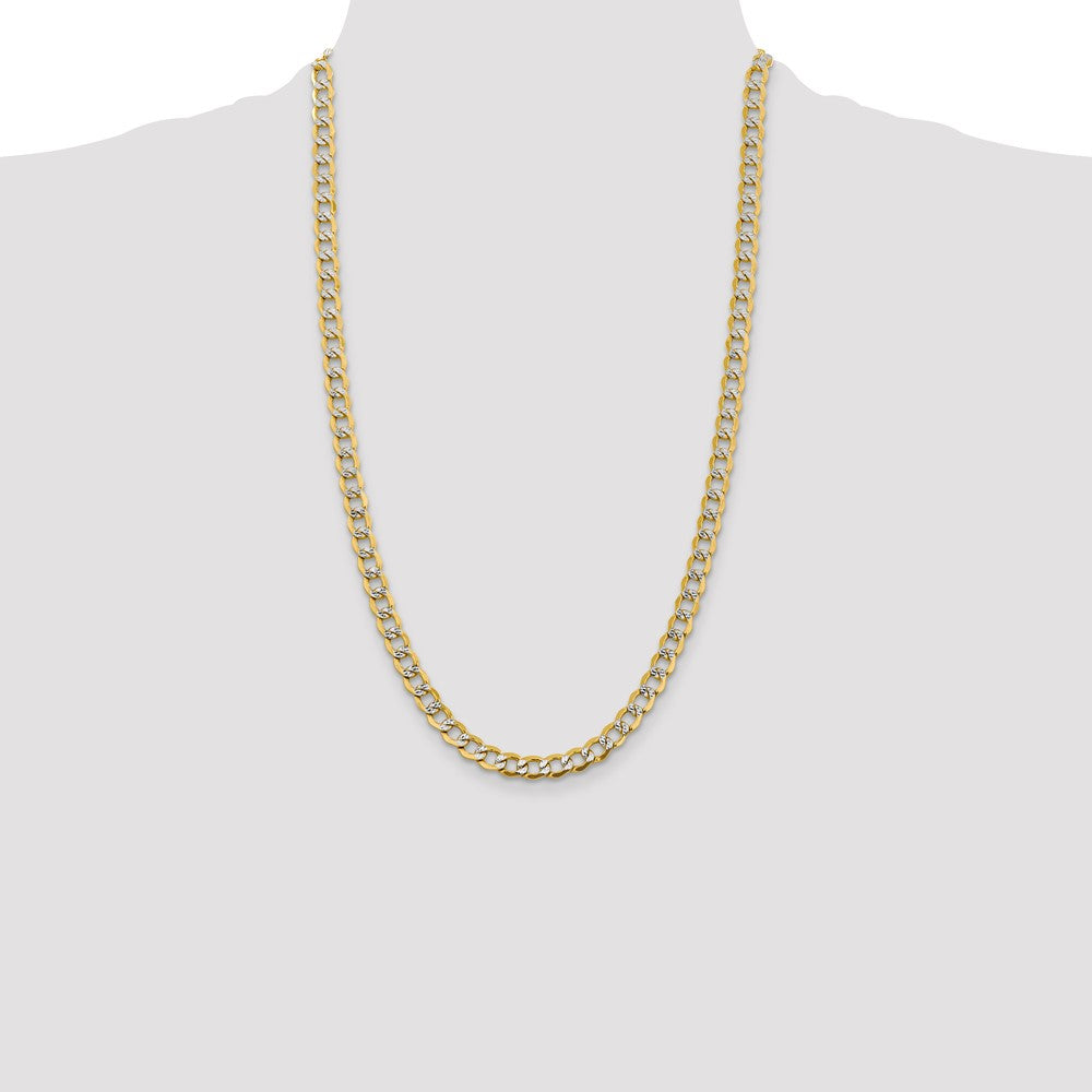 14k 6.75mm Semi-solid with Rhodium Pavé Curb Chain (13.48 grams)