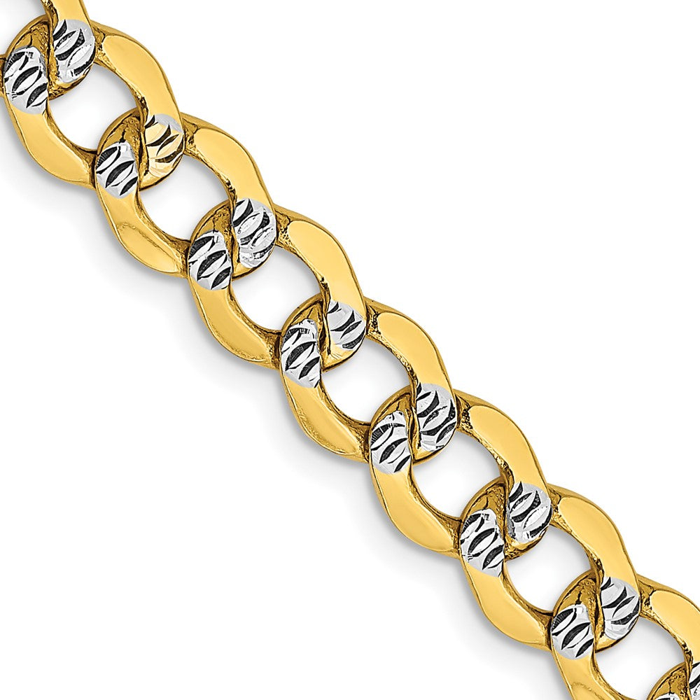 14k 6.75mm Semi-solid with Rhodium Pavé Curb Chain (13.48 grams)