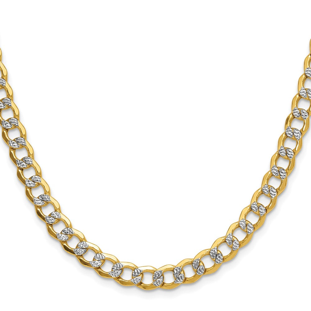 14k 7.1mm Semi-solid with Rhodium Pavé Curb Chain (15.33 grams)