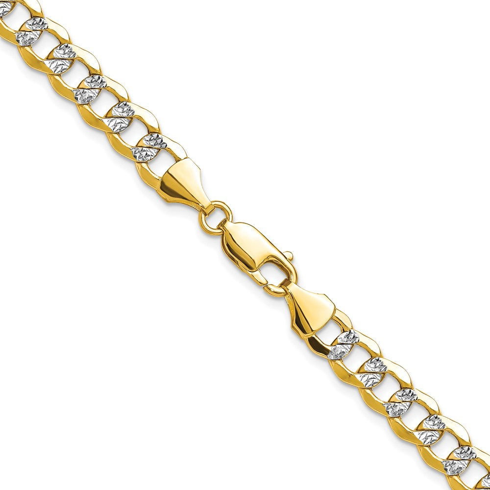 14k 7.1mm Semi-solid with Rhodium Pavé Curb Chain (15.33 grams)