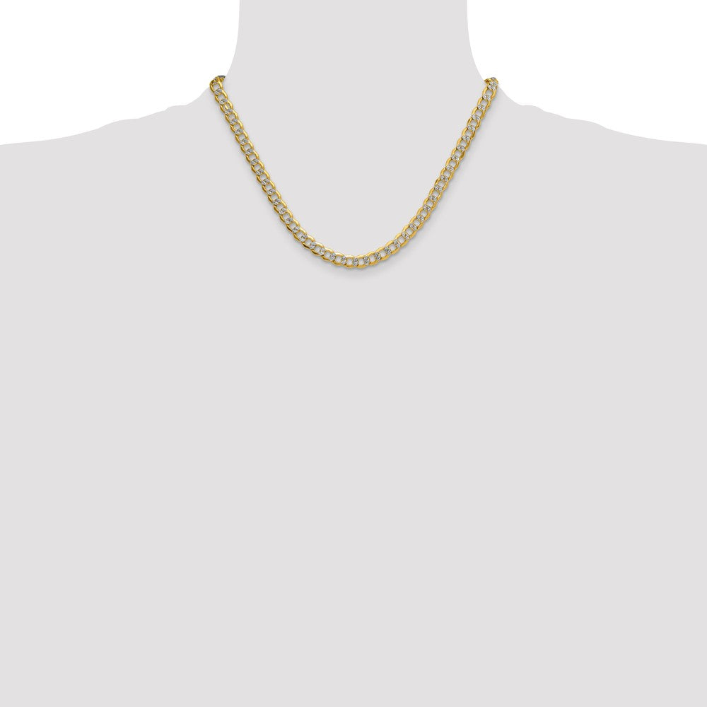 14k 7.1mm Semi-solid with Rhodium Pavé Curb Chain (15.33 grams)