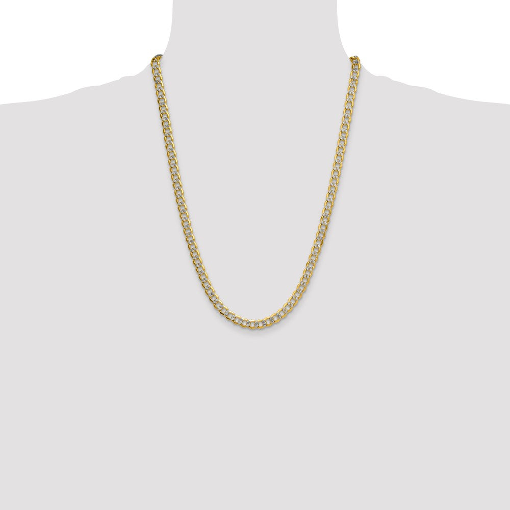 14k 7.1mm Semi-solid with Rhodium Pavé Curb Chain (15.33 grams)