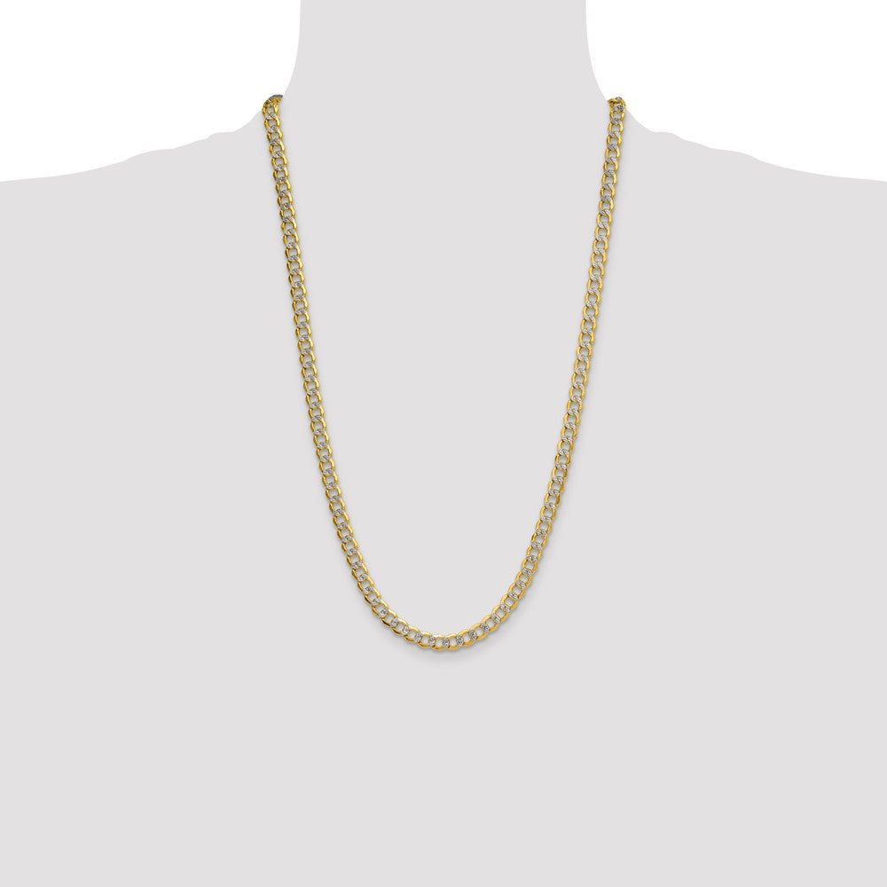 14k 7.1mm Semi-solid with Rhodium Pavé Curb Chain (15.33 grams)