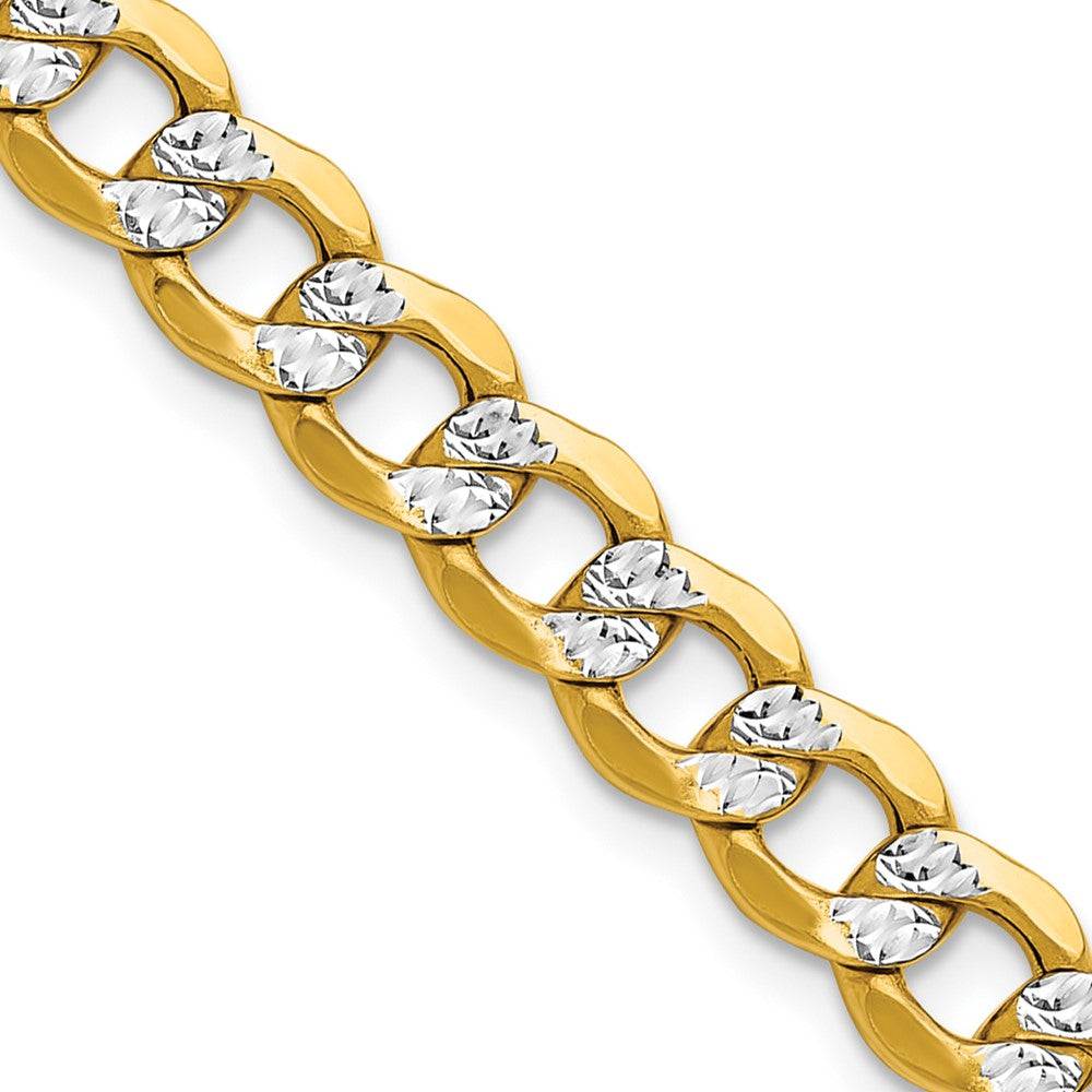 14k 7.1mm Semi-solid with Rhodium Pavé Curb Chain (15.33 grams)