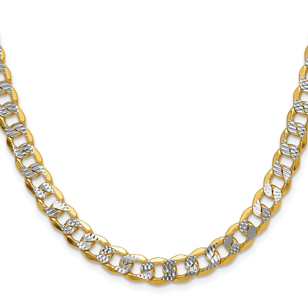 14k 7.75mm Semi-solid with Rhodium Pavé Curb Chain (20.45 grams)