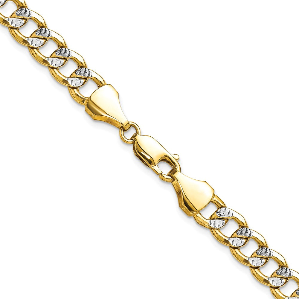 14k 7.75mm Semi-solid with Rhodium Pavé Curb Chain (20.45 grams)