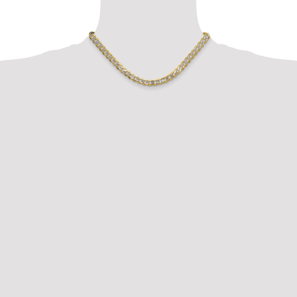 14k 7.75mm Semi-solid with Rhodium Pavé Curb Chain (20.45 grams)