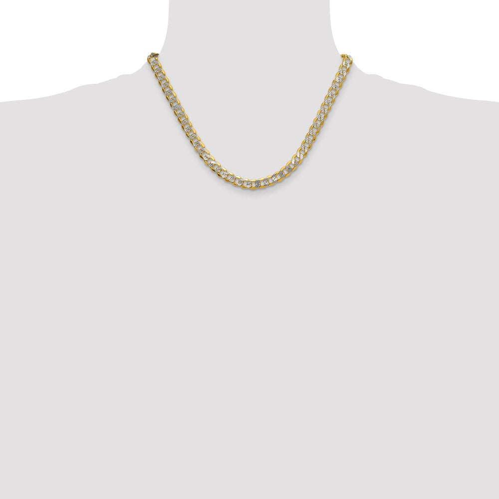 14k 7.75mm Semi-solid with Rhodium Pavé Curb Chain (20.45 grams)