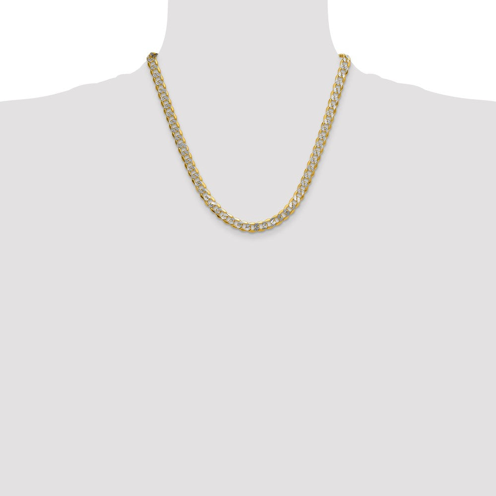 14k 7.75mm Semi-solid with Rhodium Pavé Curb Chain (20.45 grams)