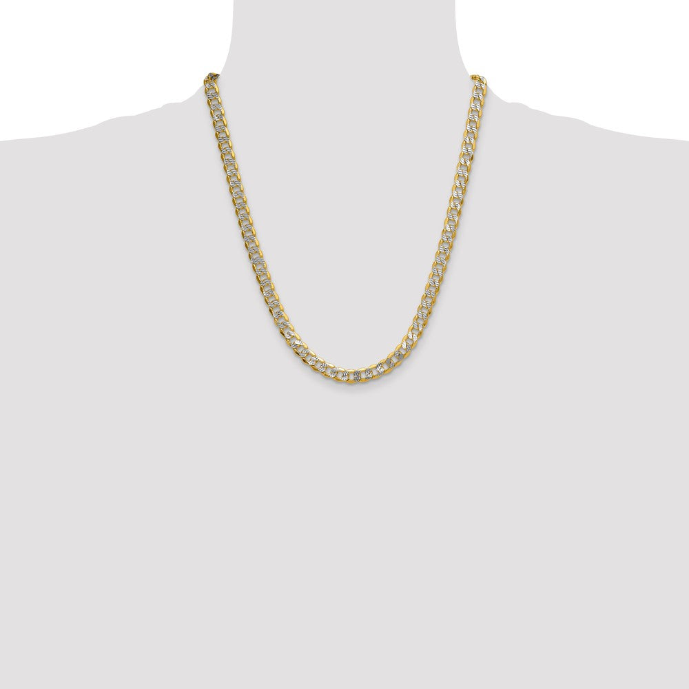 14k 7.75mm Semi-solid with Rhodium Pavé Curb Chain (20.45 grams)