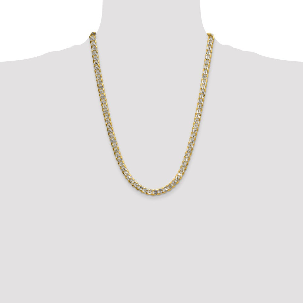 14k 7.75mm Semi-solid with Rhodium Pavé Curb Chain (20.45 grams)