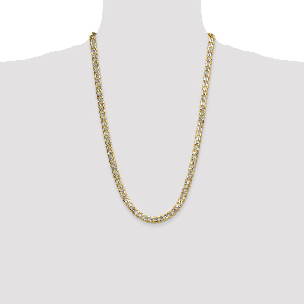 14k 7.75mm Semi-solid with Rhodium Pavé Curb Chain (20.45 grams)