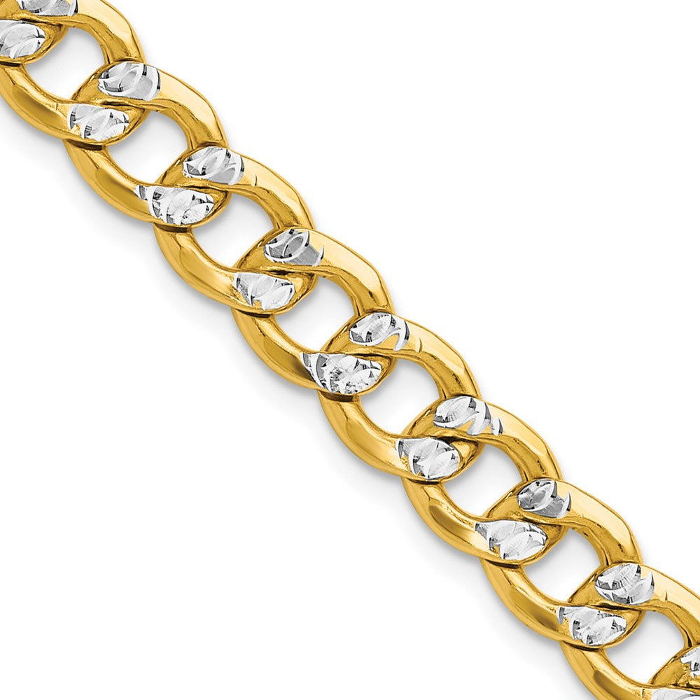 14k 7.75mm Semi-solid with Rhodium Pavé Curb Chain (20.45 grams)