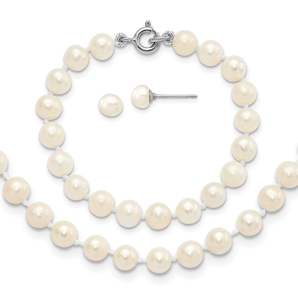 SS Madi K RH-pltd 5-6mm FWC Pearl Necklace, Bracelet & Earrring Set (0.62 grams)
