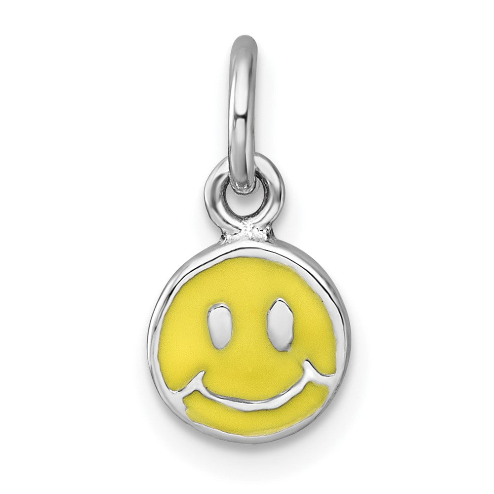 SS Madi K RH-plated Enamel Yellow Smiley Face Children's Pendant (0.83 grams)