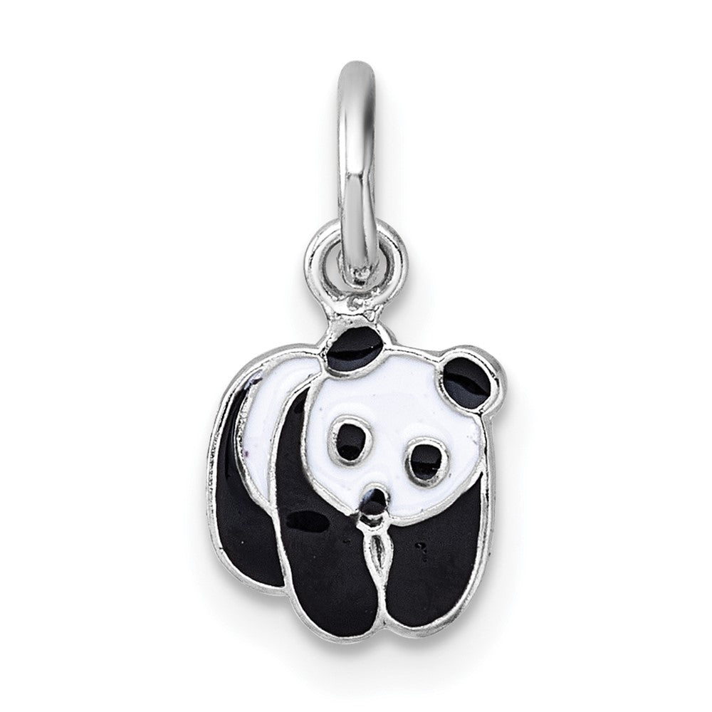 SS Madi K RH-plated Enamel Black And White Panda Children's Pendant (0.41 grams)