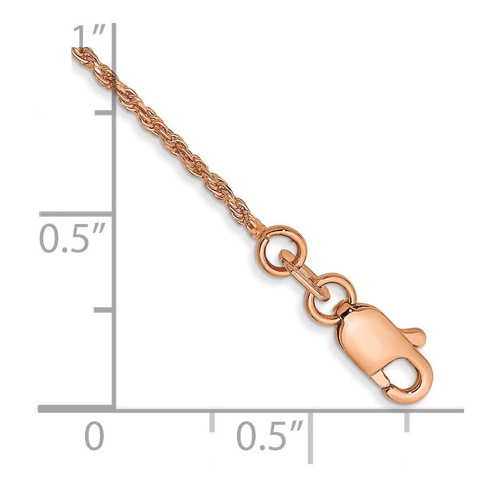 14k Rose Gold 1mm D/C Machine-made Rope Chain Bracelet (1.23 grams)