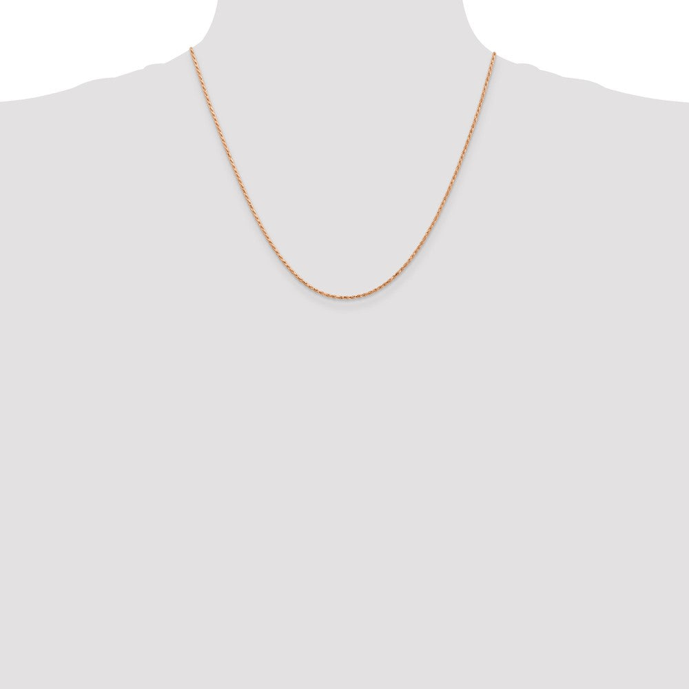 14k Rose Gold 1.5mm D/C Machine-made Rope Chain (3.14 grams)
