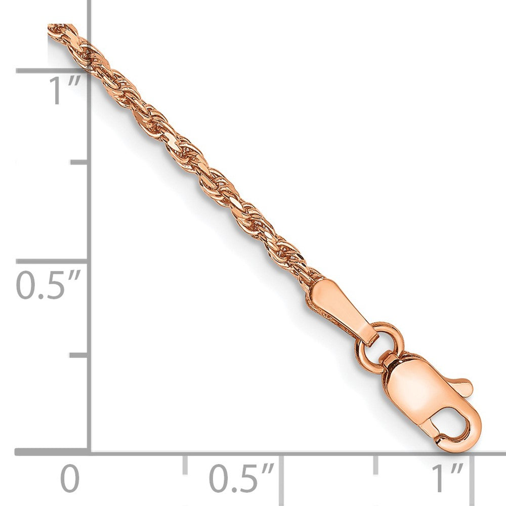14k Rose Gold 1.8mm D/C Machine-made Rope Chain Bracelet (2.17 grams)
