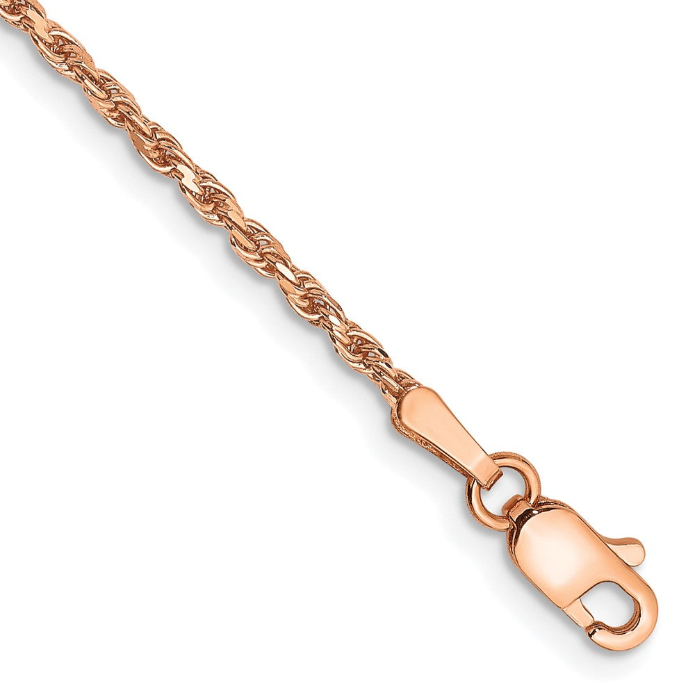 14k Rose Gold 1.8mm D/C Machine-made Rope Chain Bracelet (2.17 grams)