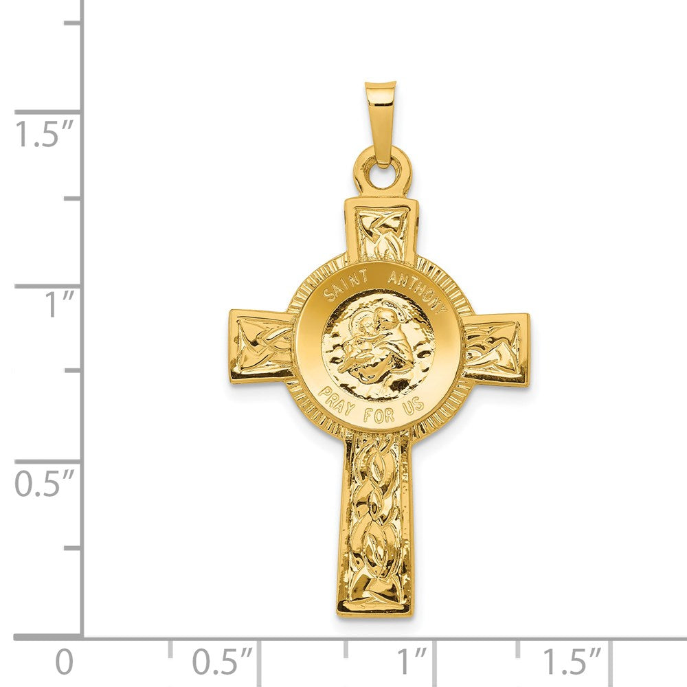 14k Yellow Gold 22 mm Cross w/St Anthony Medal Pendant (2.05 grams)