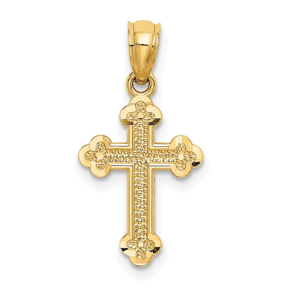 14k Yellow Gold 11 mm Small Budded Cross Charm (0.53 grams)
