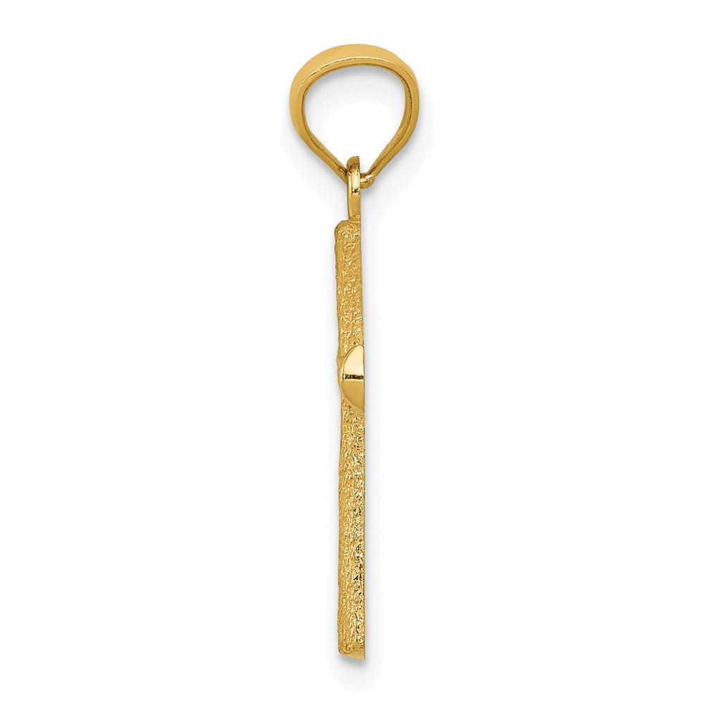 14k Yellow Gold 12 mm Diamond-cut Cross Pendant (0.52 grams)