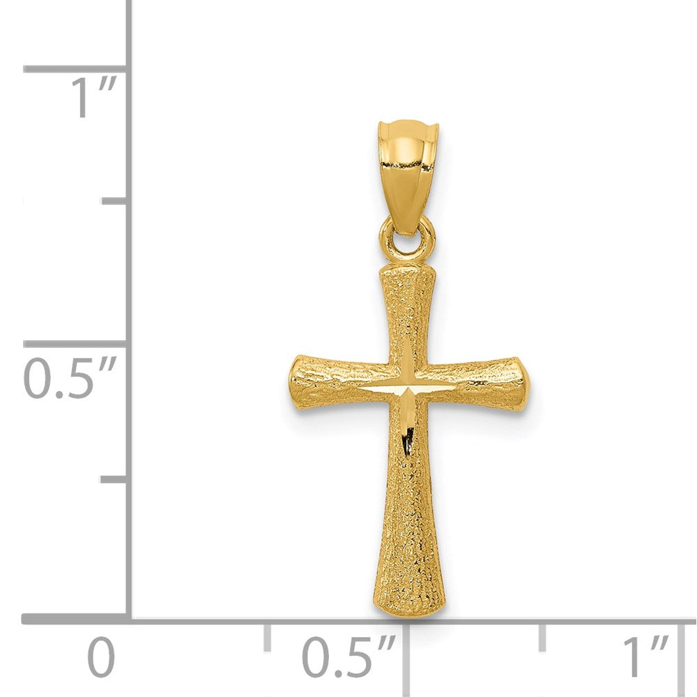 14k Yellow Gold 12 mm Diamond-cut Cross Pendant (0.52 grams)