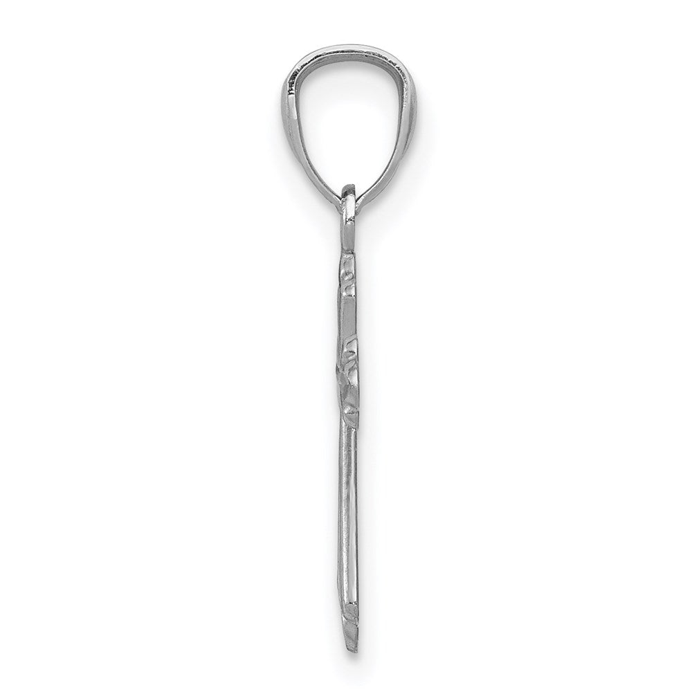 14k White Gold 9 mm Budded Cross Charm (0.38 grams)