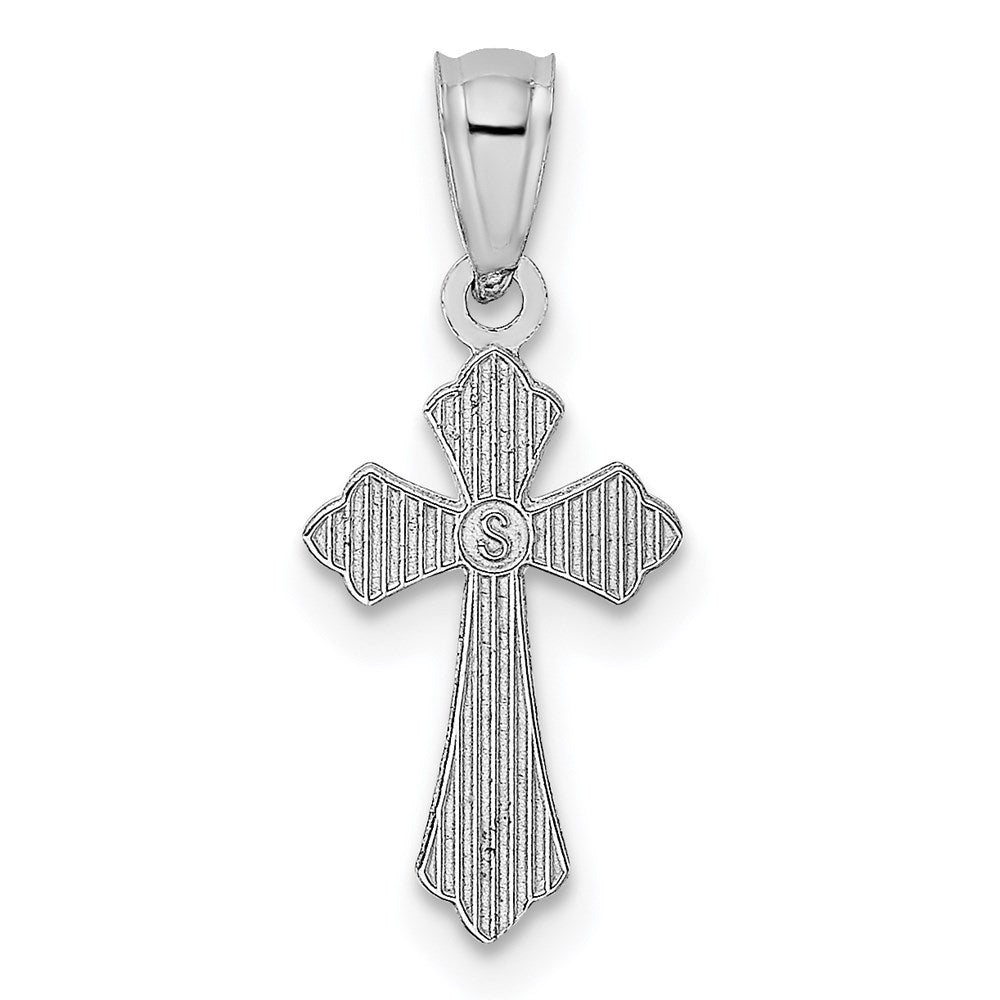 14k White Gold 9 mm Budded Cross Charm (0.38 grams)