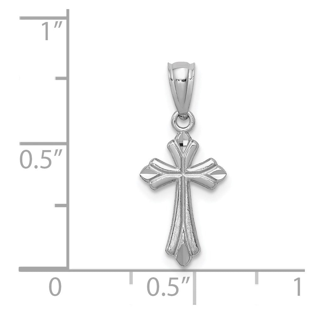 14k White Gold 9 mm Budded Cross Charm (0.38 grams)