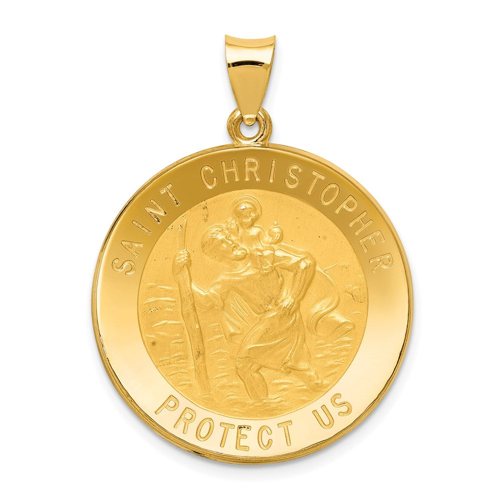 14k Yellow Gold 26.5 mm Saint Christopher Medal Hollow Pendant (2.35 grams)
