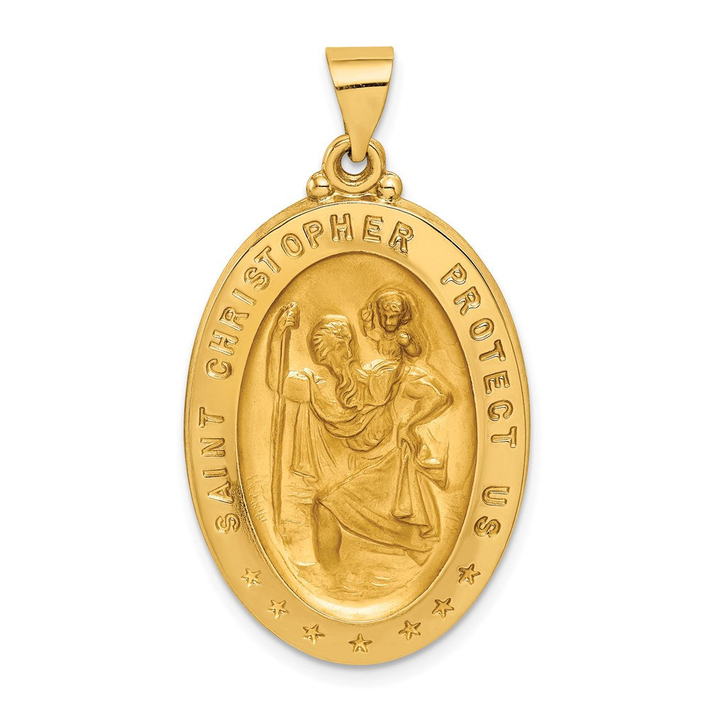 14k Yellow Gold 21 mm Saint Christopher Medal Hollow Pendant (2.14 grams)