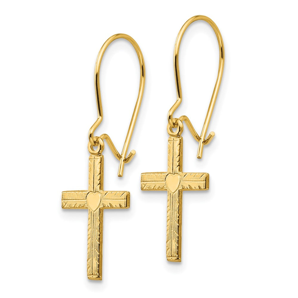 14k Yellow Gold 10 mm Polished & Satin Cross Earrings (0.81 grams)