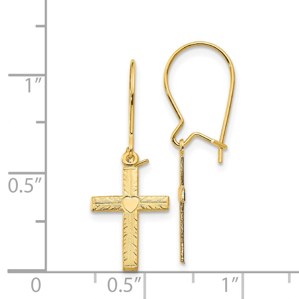 14k Yellow Gold 10 mm Polished & Satin Cross Earrings (0.81 grams)