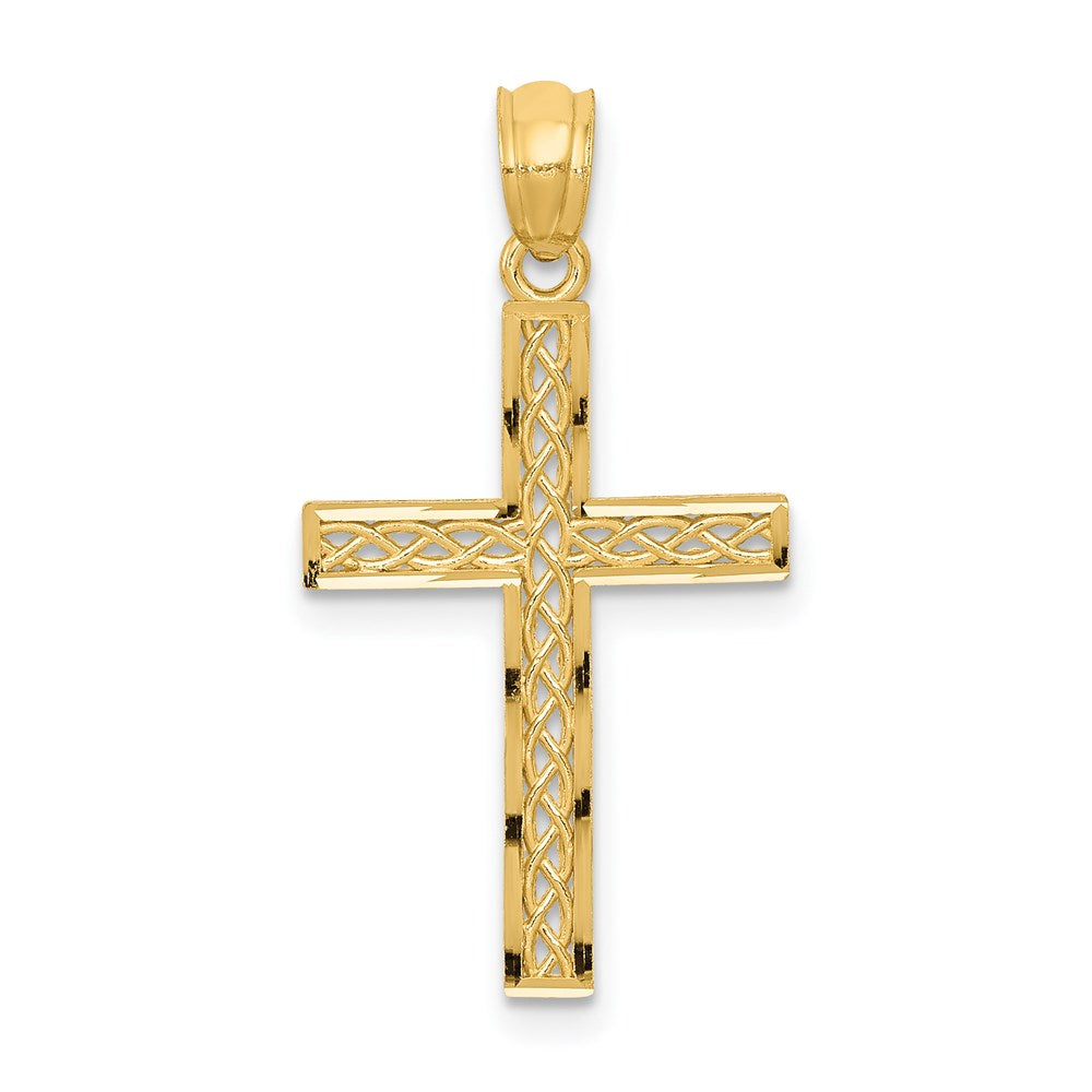 14k Yellow Gold 14 mm Filigree Cross Pendant (0.48 grams)
