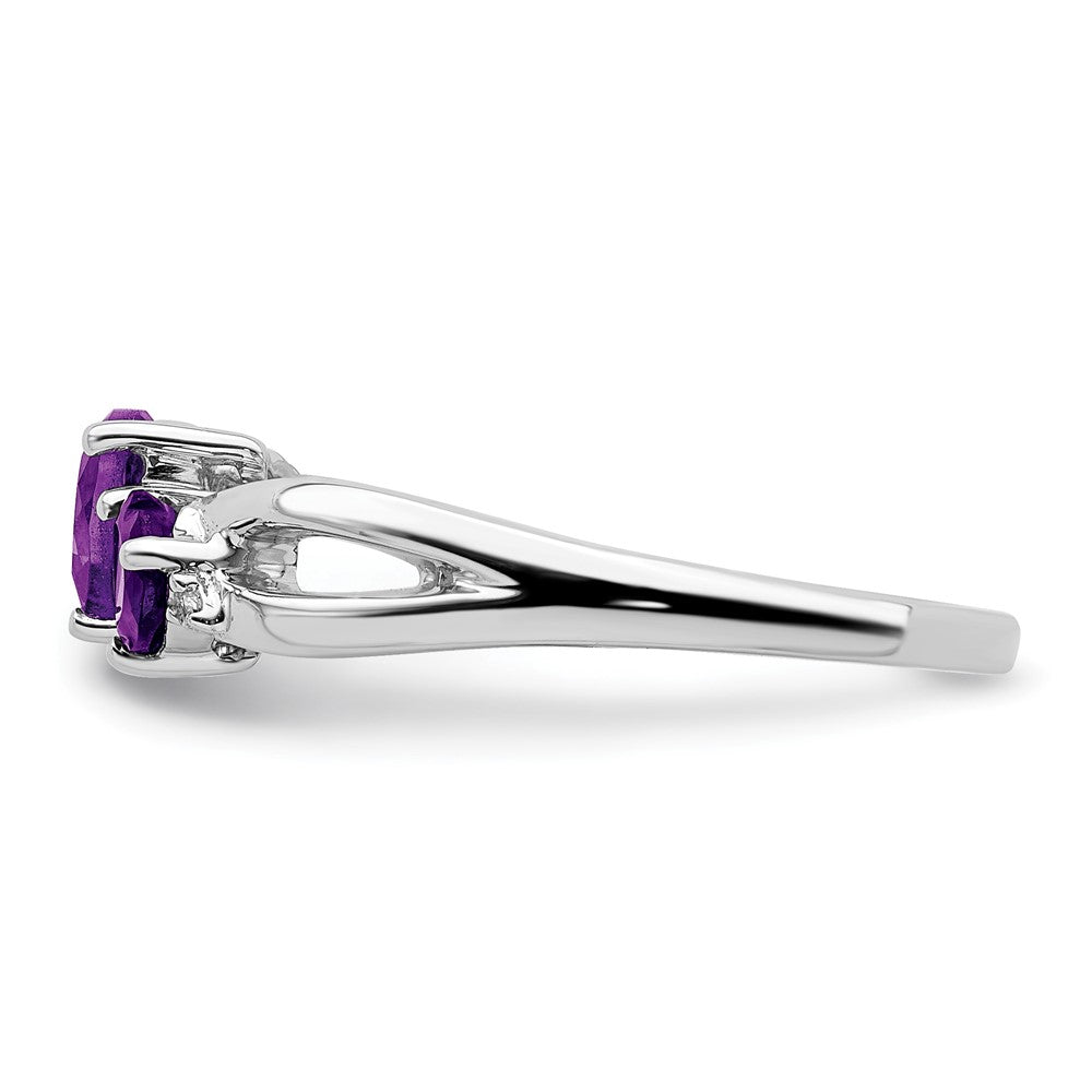 14k White Gold Amethyst and Diamond 2-stone Heart Ring (2.9 grams)
