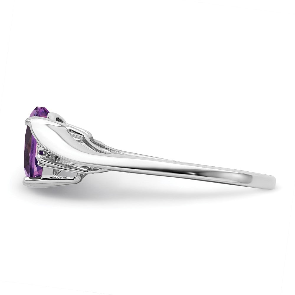 14k White Gold Amethyst and Diamond Heart Ring (2.14 grams)