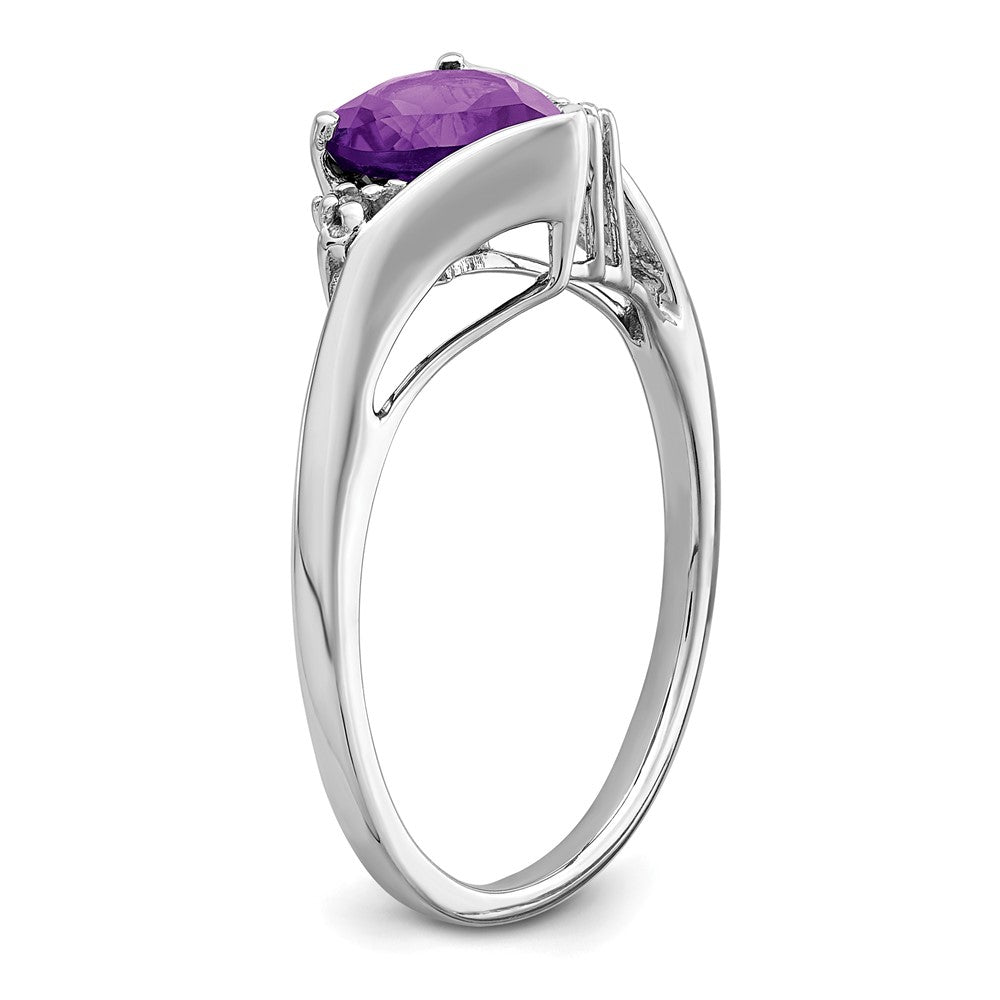 14k White Gold Amethyst and Diamond Heart Ring (2.14 grams)