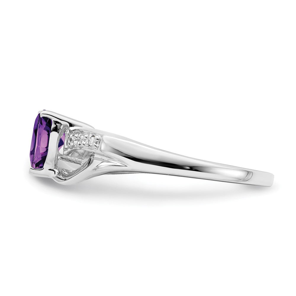 14k White Gold Amethyst and Diamond Heart Ring (2.38 grams)