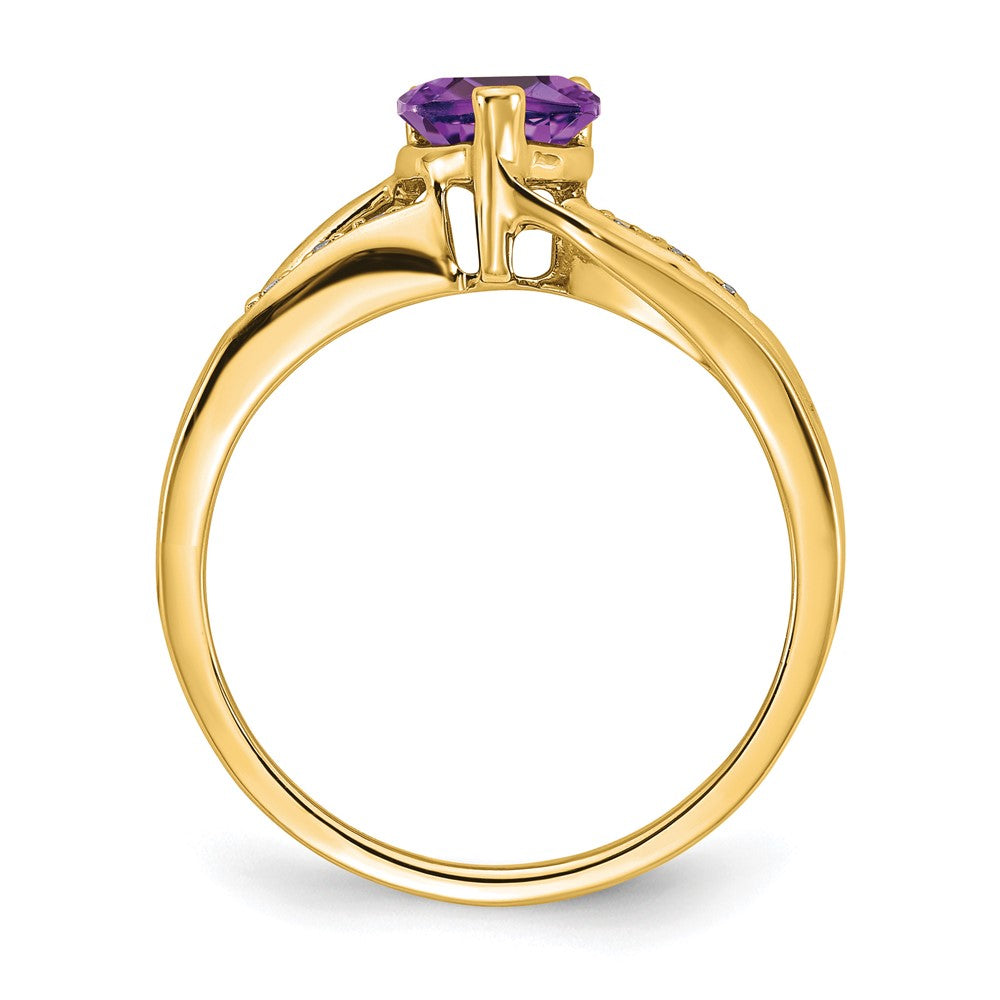 14k Amethyst and Diamond Heart Ring (2.38 grams)